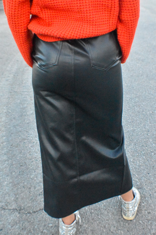 Black Pleather long skirt